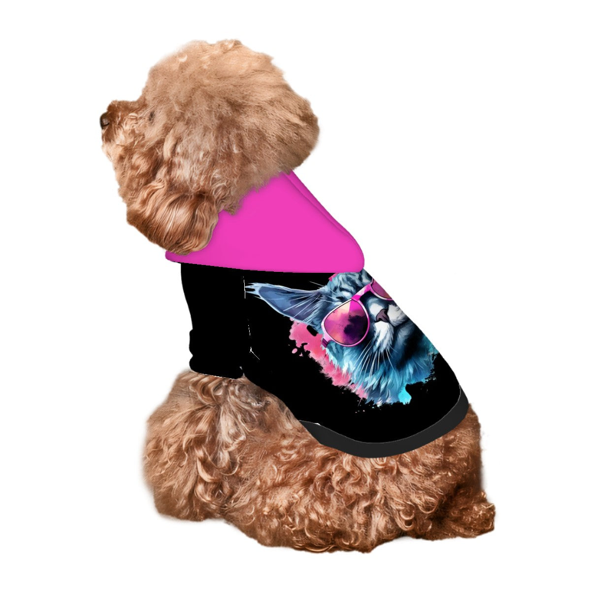 Pet Hoodie- Neon Cat Pink