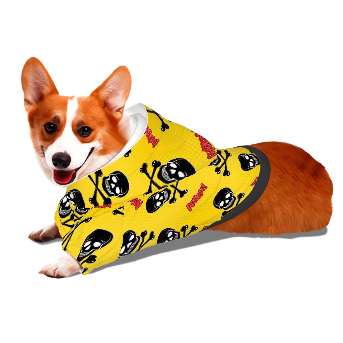 Pet Hoodie Yellow Skulls and Crossbones