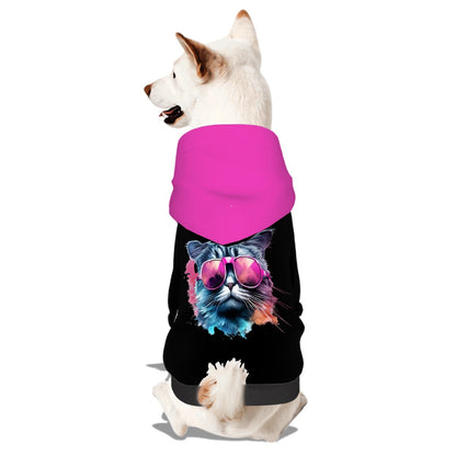 Pet Hoodie- Neon Cat Pink