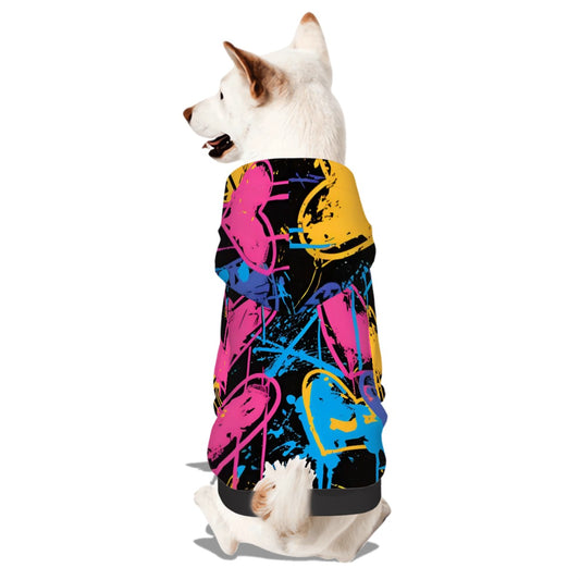 Pet Hoodie-Neon Graffiti Hearts