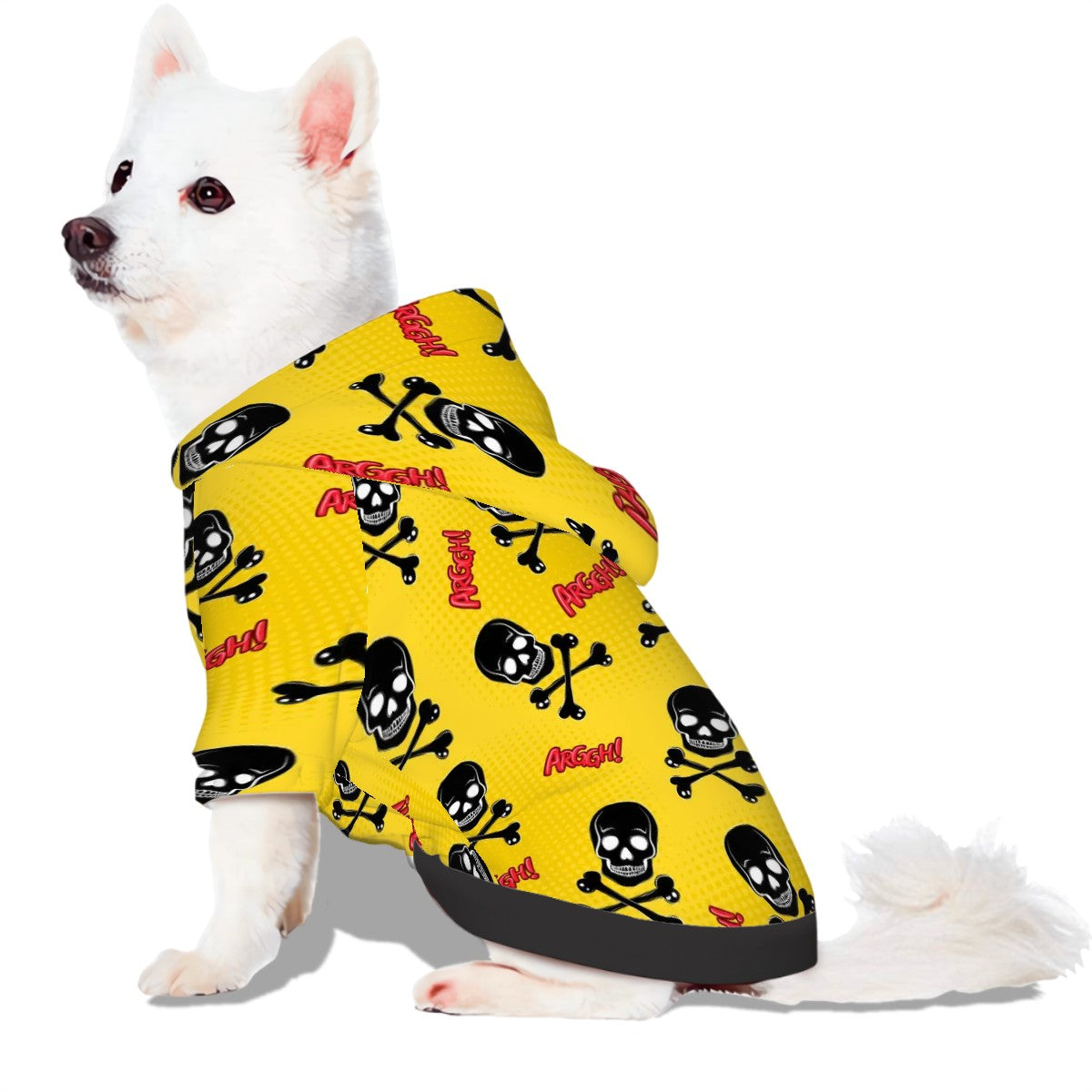 Pet Hoodie Yellow Skulls and Crossbones