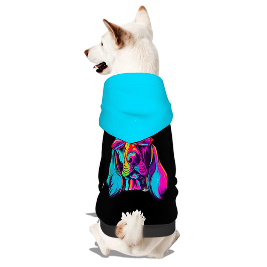 Pet Hoodie- Neon Dog Blue