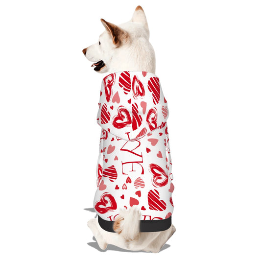 Pet Hoodie Red Hearts