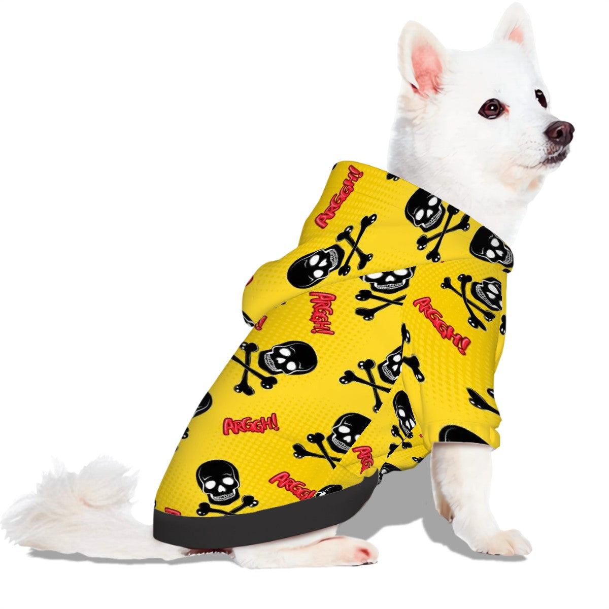 Pet Hoodie Yellow Skulls and Crossbones