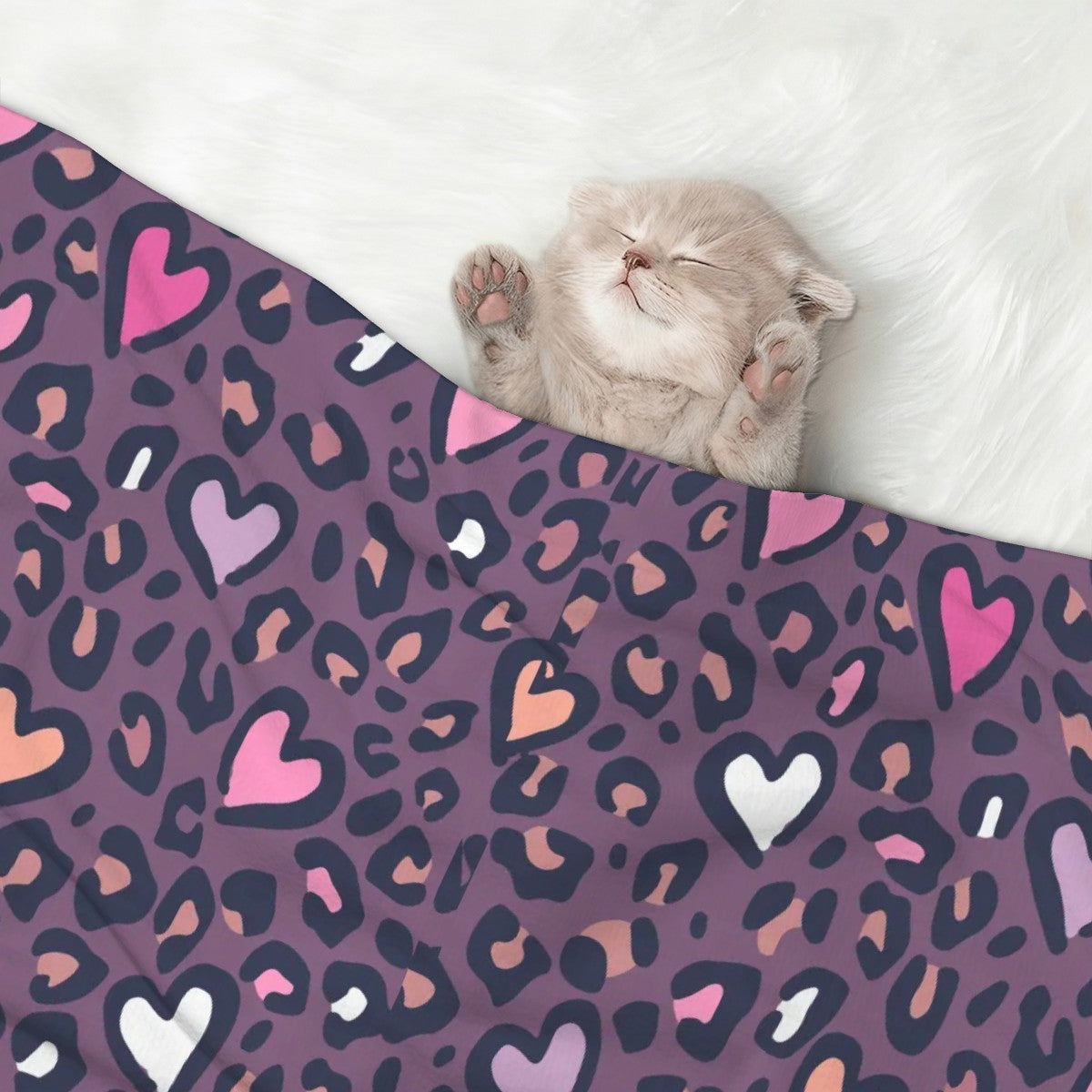 Pet Blanket Leopard Hearts